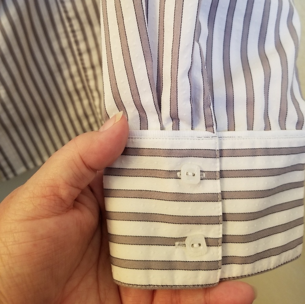 Lane Bryant 26 Gray and White Striped Blouse - Picture 6 of 6